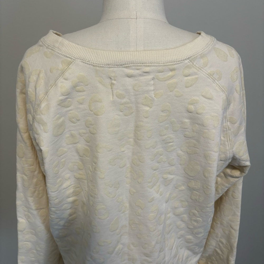 Jackson Rowe Arose Sweatshirt Cream Leopard Print Tie Front Cotton Sweatshirt - Picture 10 of 15